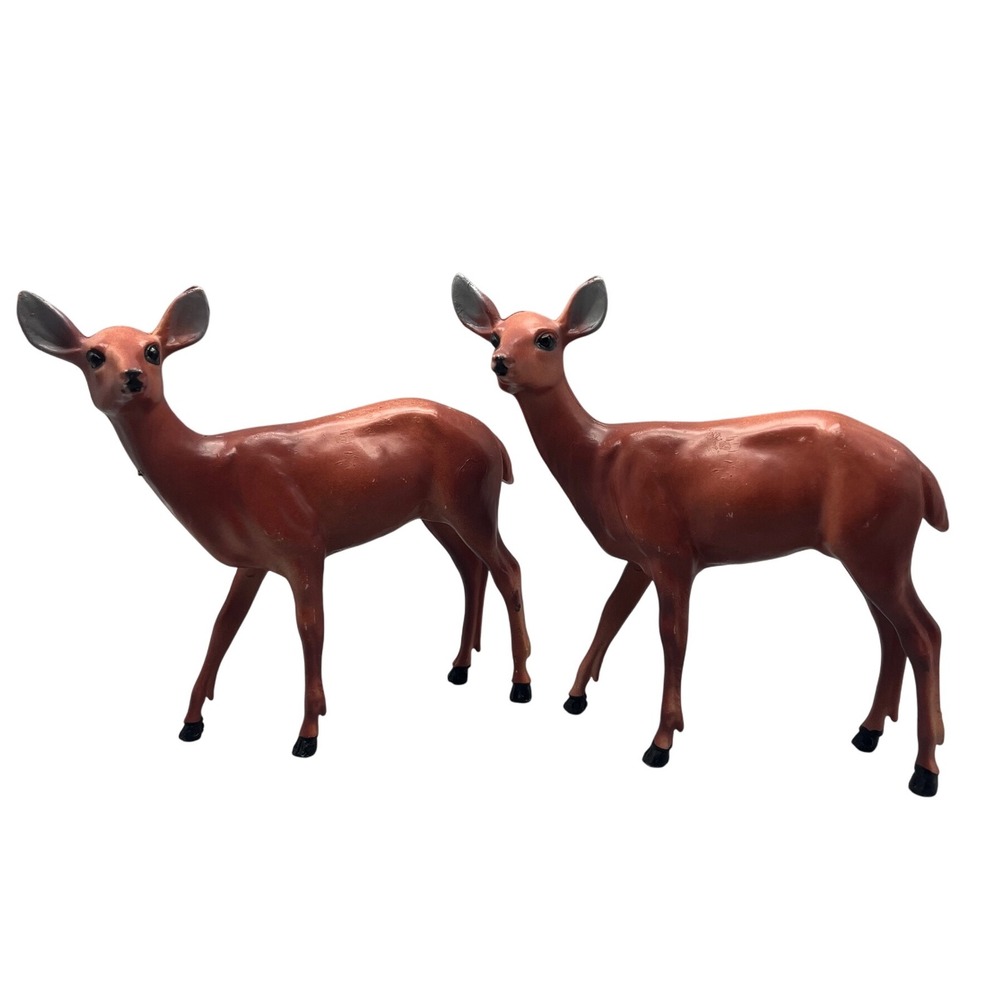 Vintage Set 2 Celluloid Deer Hong Kong Hard Plastic vintage Christmas